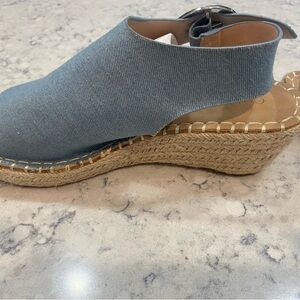 Blue Espadrille Wedge Sandals